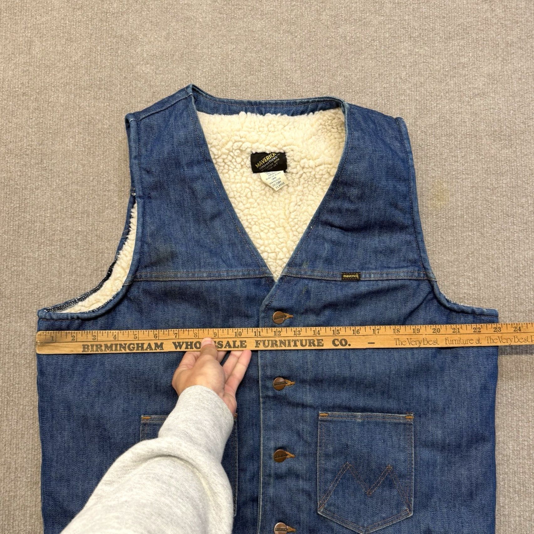 Denime VINTAGE Mavericks Denim Vest Mens XL Blue Quilted Lined Workwear Western 70s Size US XL / EU 56 / 4 - 6 Thumbnail