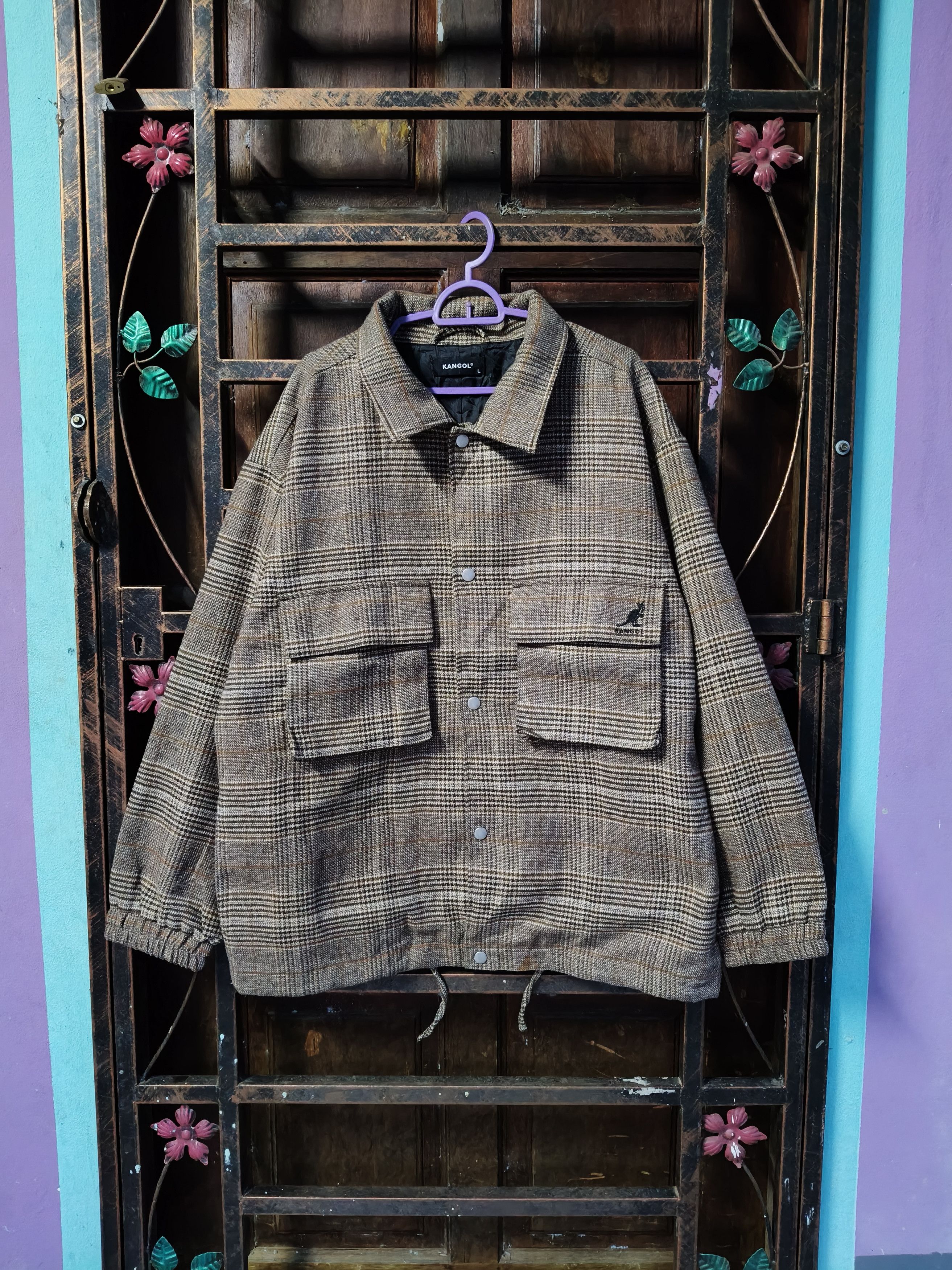 Kangol Kangol Button Up Flannel Jacket Size US L / EU 52-54 / 3 - 1 Thumbnail