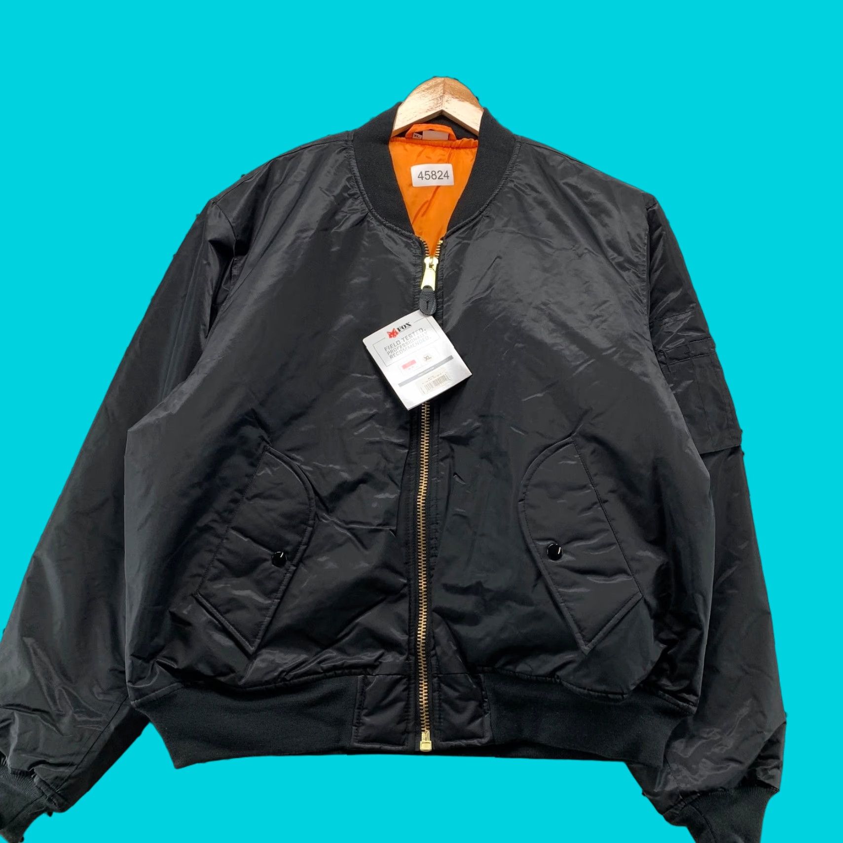 Vintage VINTAGE Fox MA-1 Bomber Flight Jacket Mens XL Black Orange Liner Military NWT Size US XL / EU 56 / 4 - 1 Thumbnail