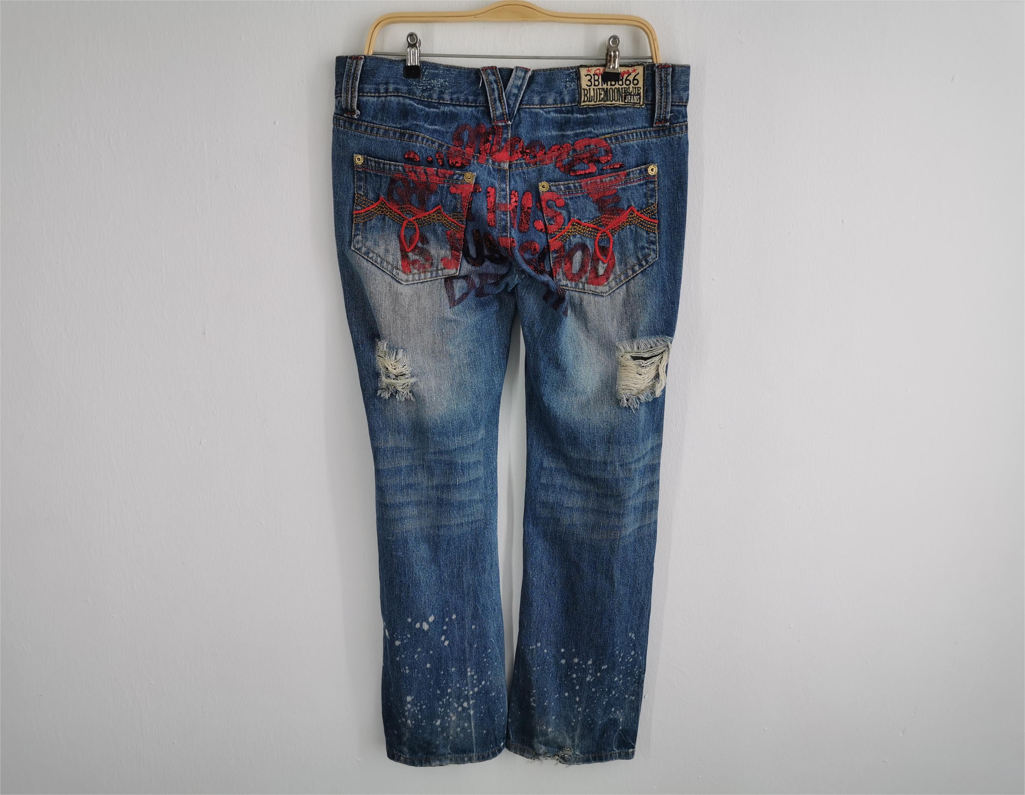 Vintage Vintage Blue Moon Patchwork Denim Jeans Waist 35 Size US 35 - 3 Thumbnail
