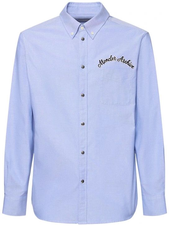 Moncler o1lsvrm0425 Embroidered Logo Cotton Oxford Shirt in Blue Size US M / EU 48-50 / 2 - 1 Thumbnail
