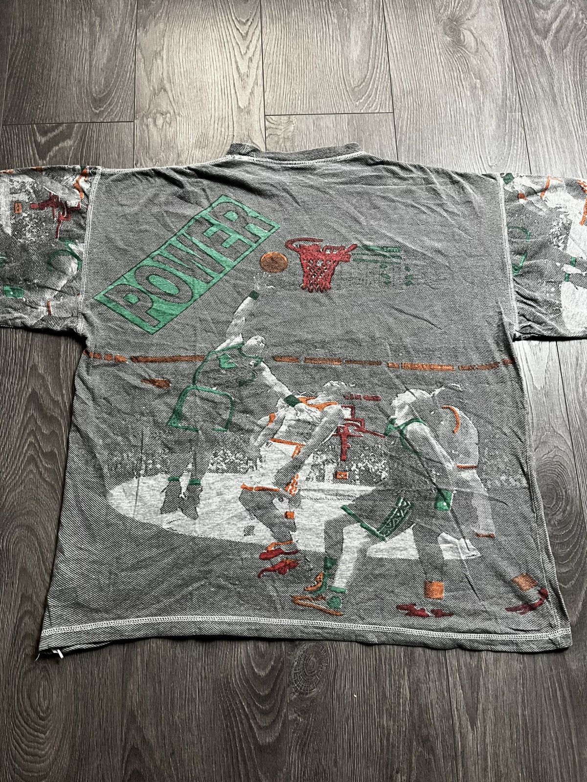 NBA Vintage 90s All Over Print Basketball T-Shirt "Power" Celtic Size US L / EU 52-54 / 3 - 8 Thumbnail