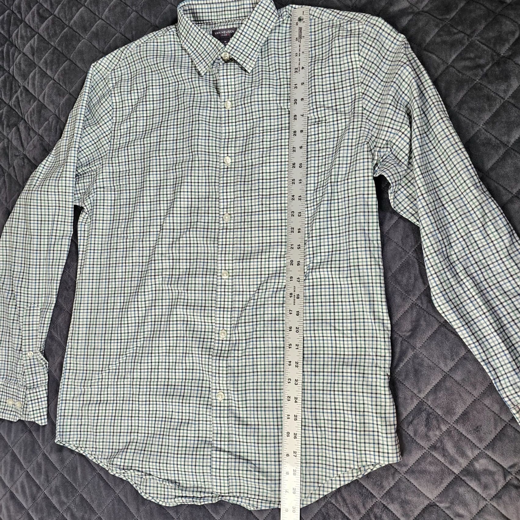 Van Heusen Van Heusen Shirt Men M Green Check Long Sleeve Button Up Flex Casual Size US M / EU 48-50 / 2 - 4 Thumbnail