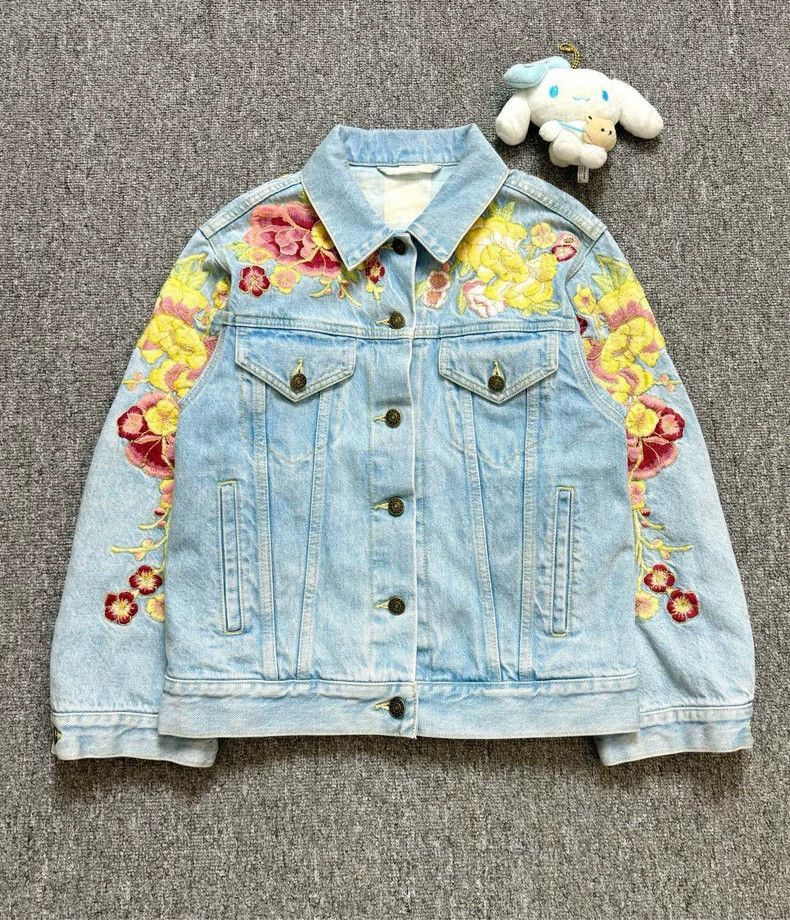 Gucci Blue Floral Embroidered Denim Jacket-2506 Size US M / EU 48-50 / 2 - 1 Thumbnail