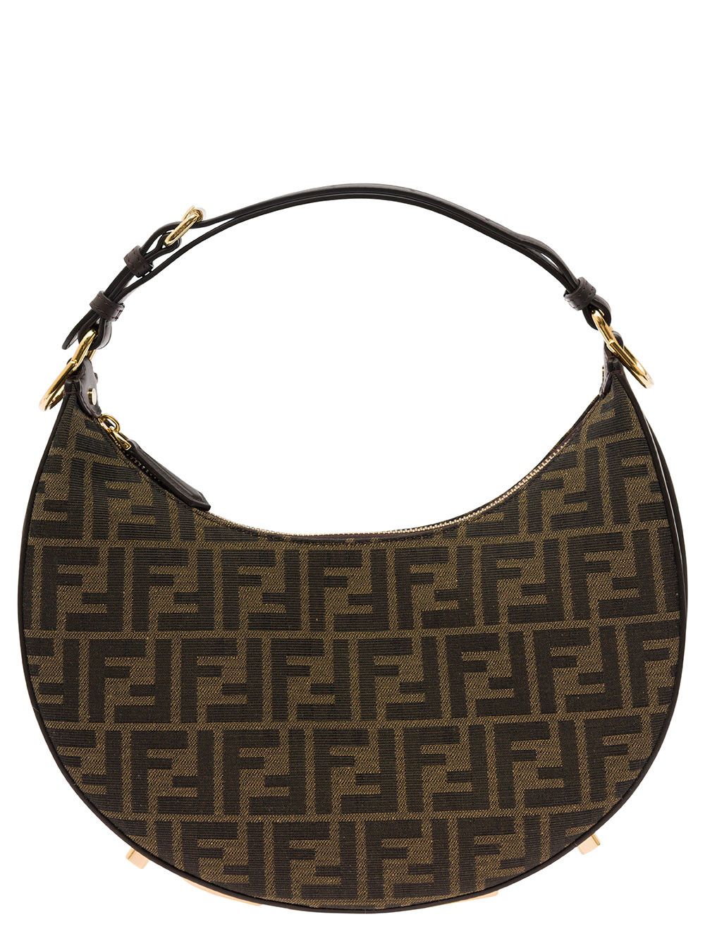 Fendi Fendigraphy Small Tote Bag with FF Motif in Brown Jacquard Fabric Size ONE SIZE - 1 Thumbnail