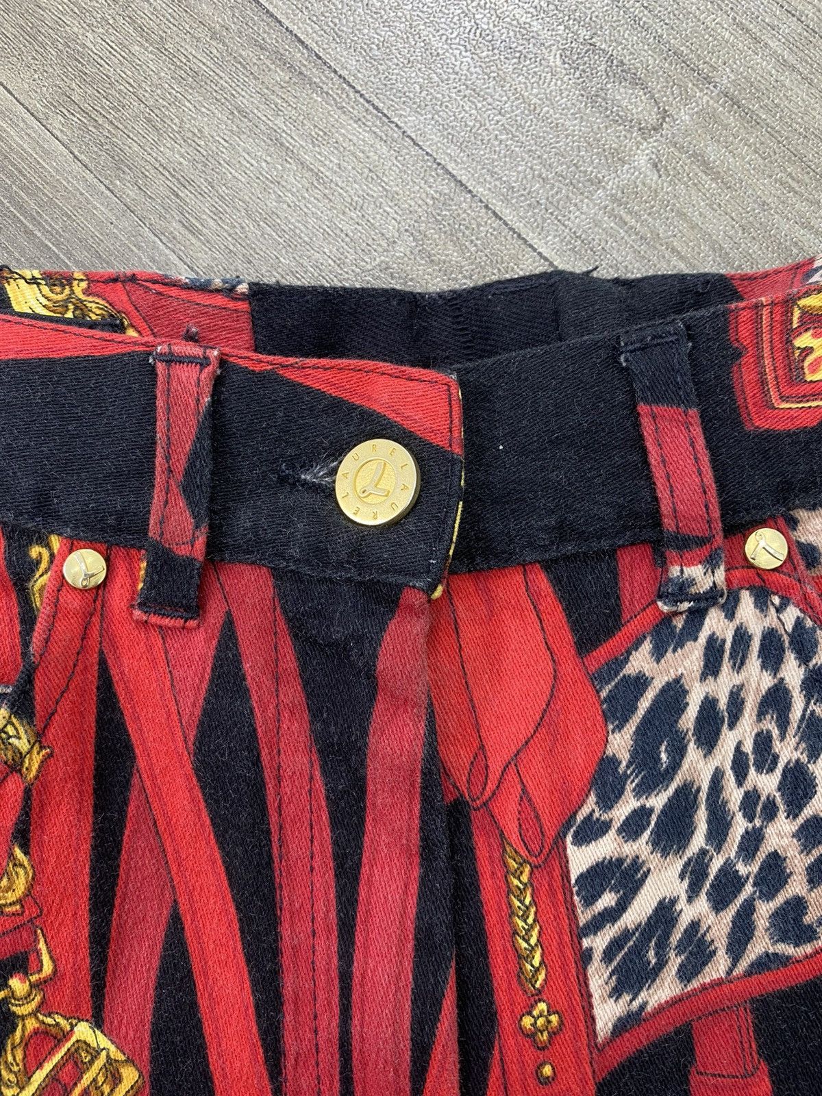 Japanese Brand Vintage Laurel Baroque Equestrian Chanis Scarf Print Pants Size US 27 - 10 Thumbnail