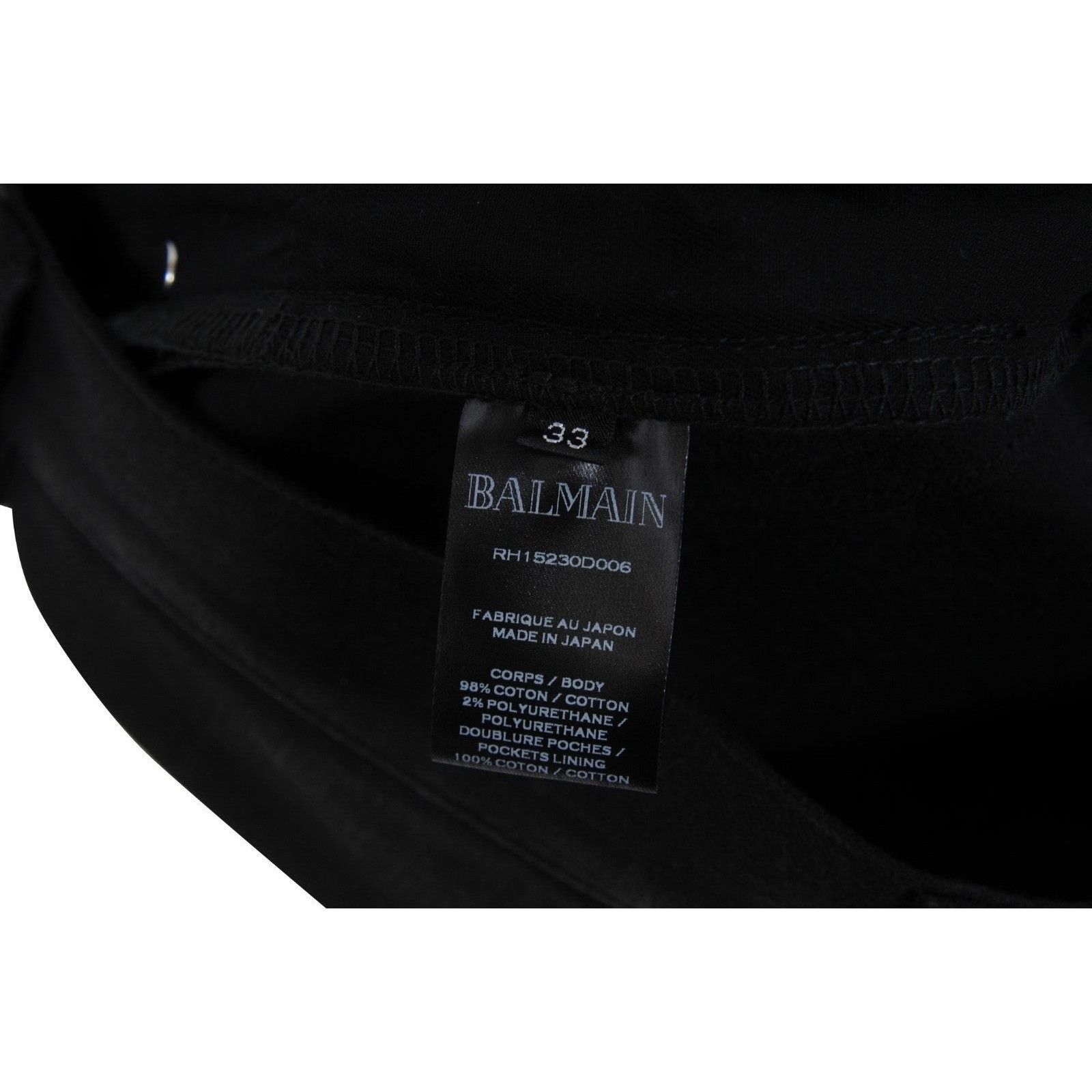 Balmain Waxed Jeans Black Slim Knee Slashed Distressed Size US 33 - 6 Thumbnail