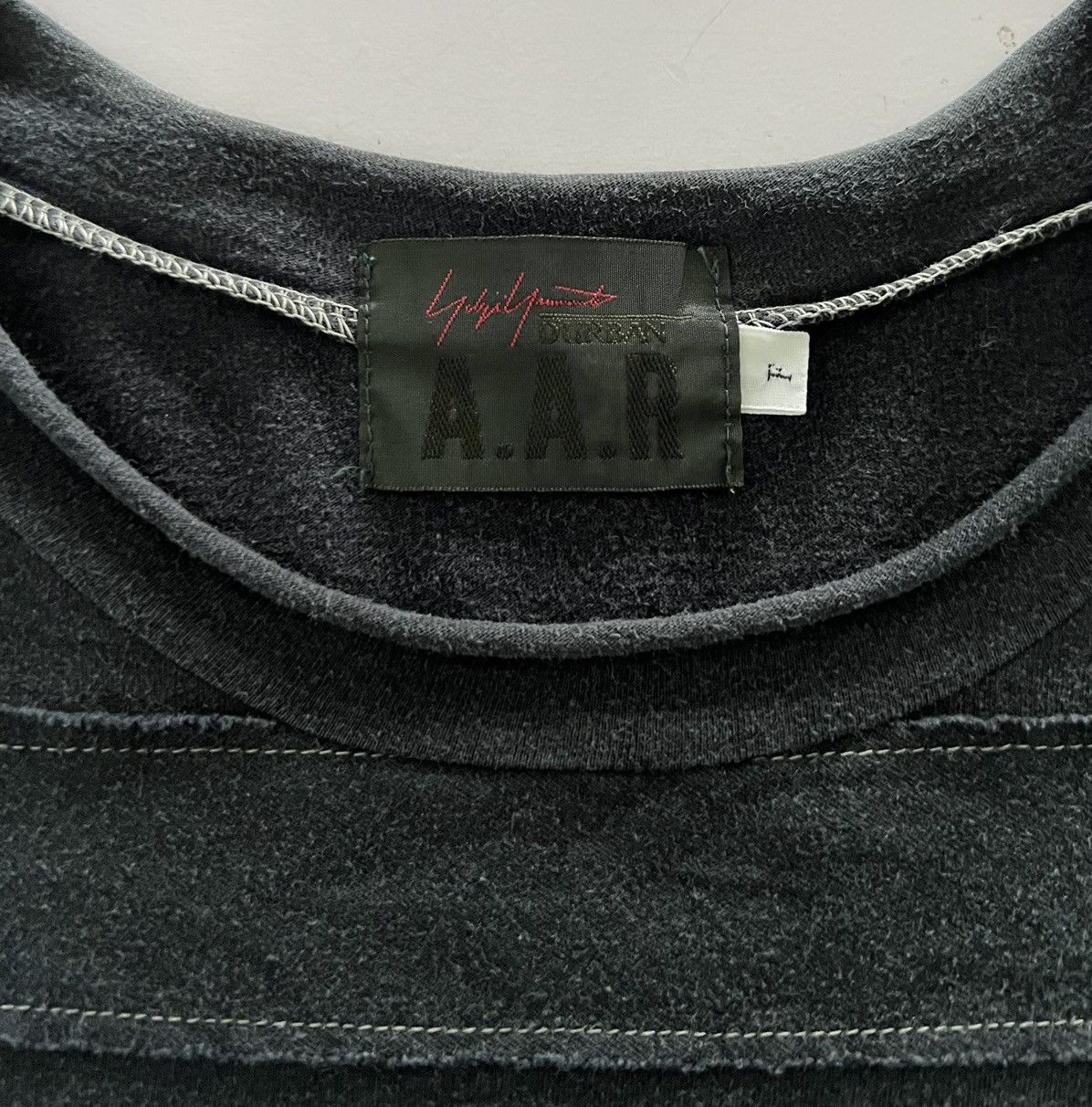 Yohji Yamamoto Vintage Sunfaded Yohji Yamamoto "At All Risks" Tee Size US M / EU 48-50 / 2 - 6 Thumbnail