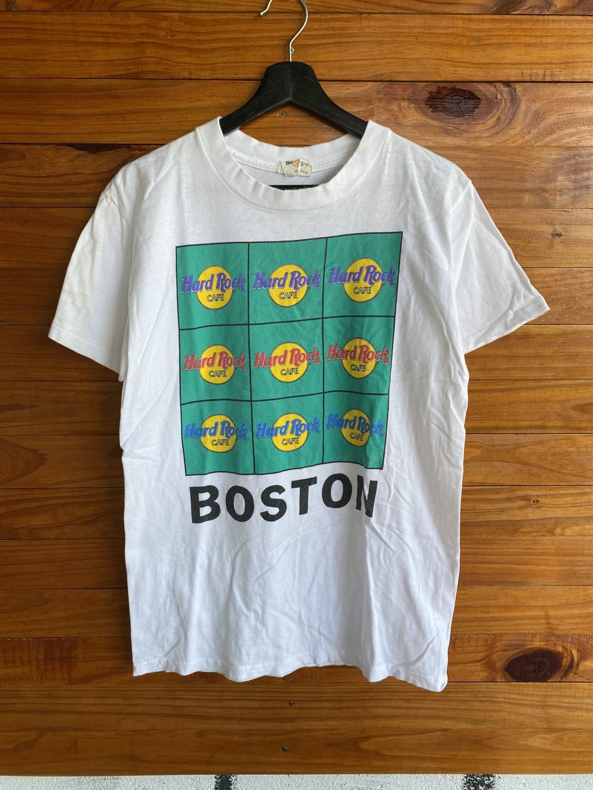 Hard Rock Cafe Vintage 90s Hard Rock Cafe Boston Pop Art Logo T-Shirt White Size US M / EU 48-50 / 2 - 3 Thumbnail