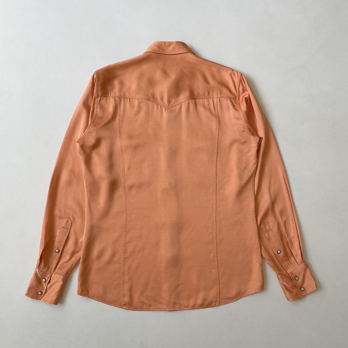 Dries Van Noten Salmon Peach Satin Western Shirt Size US M / EU 48-50 / 2 - 12 Thumbnail