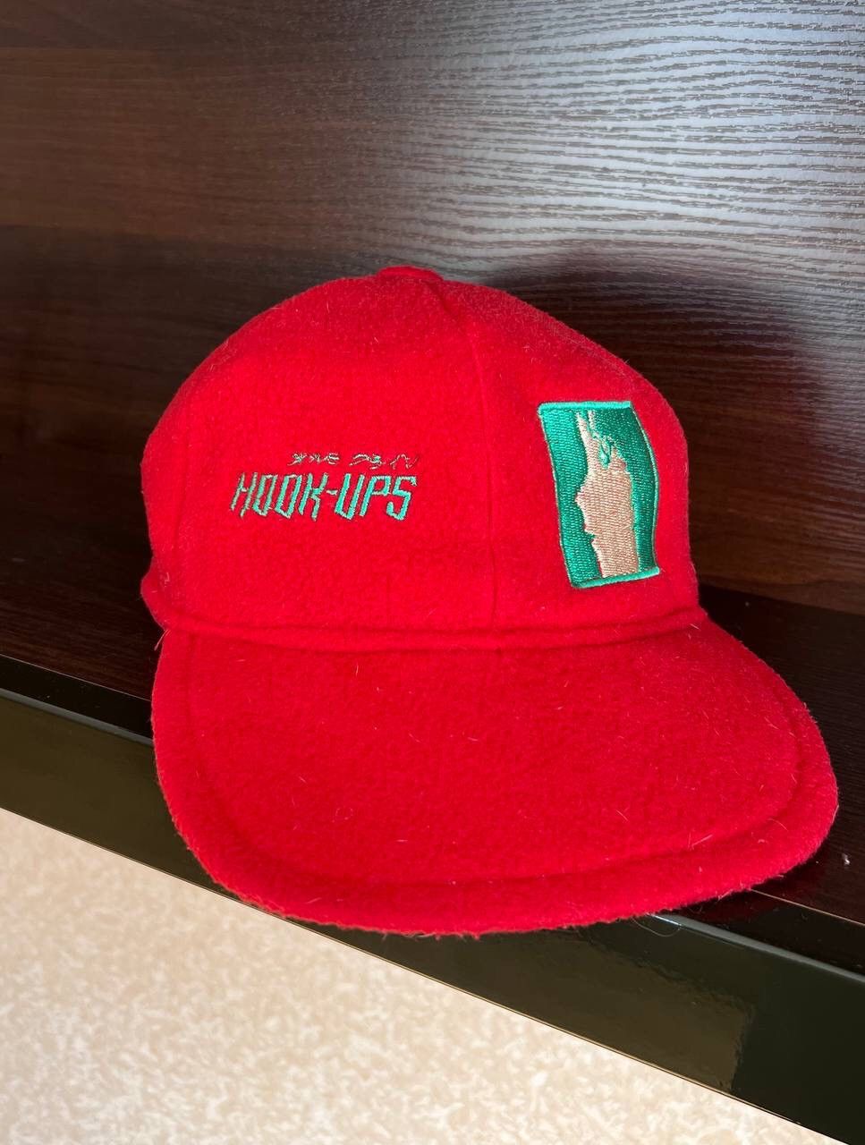 image of Girl Skateboards x Hook Ups Vintage Hook-Ups Winter Cap Hat Anime 90's Fleece Polartec in Red, Men'
