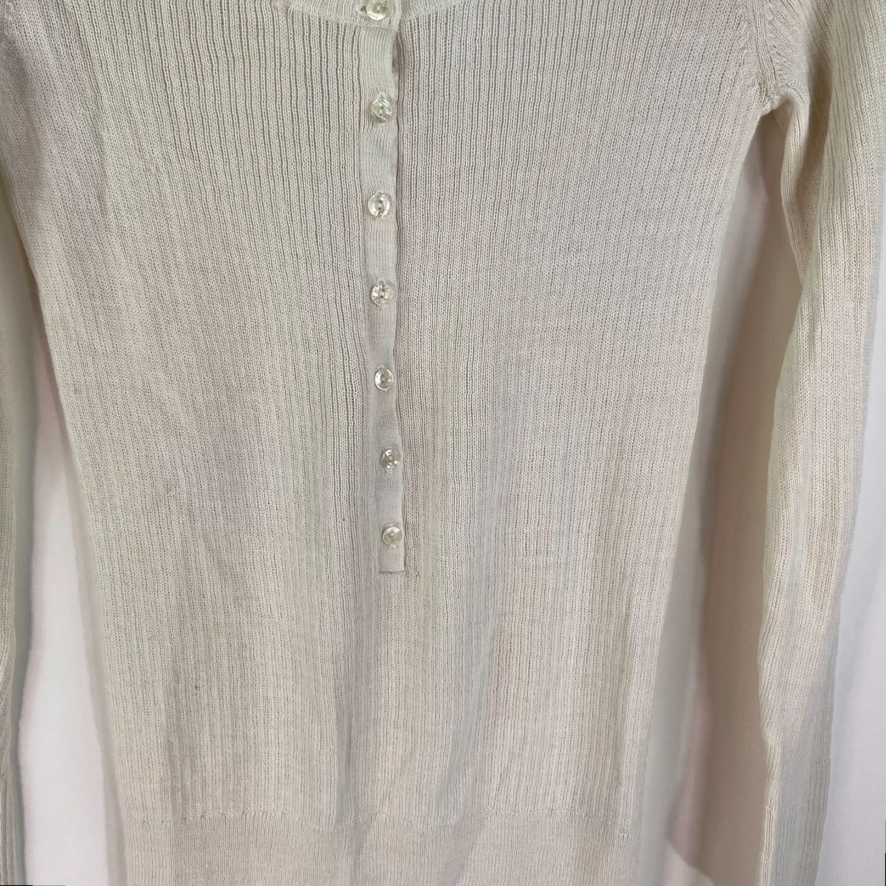 Old Navy Old Navy Women's Merino Wool Striped Long Sleeve Sweater Size M Ivory Button Front Dolman V-Neck Pullover Classic Bohemian Size M / US 6-8 / IT 42-44 - 3 Thumbnail