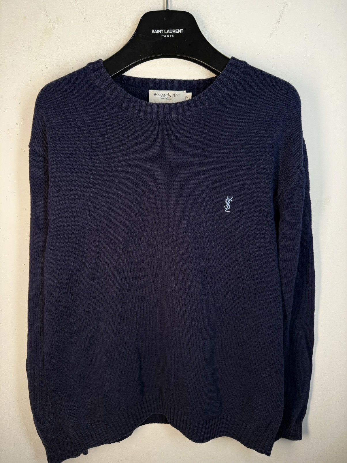 Yves Saint Laurent Navy YSL Sweater Knit Vintage Sweatshirt y2k crewneck Size US S / EU 44-46 / 1 - 2 Thumbnail