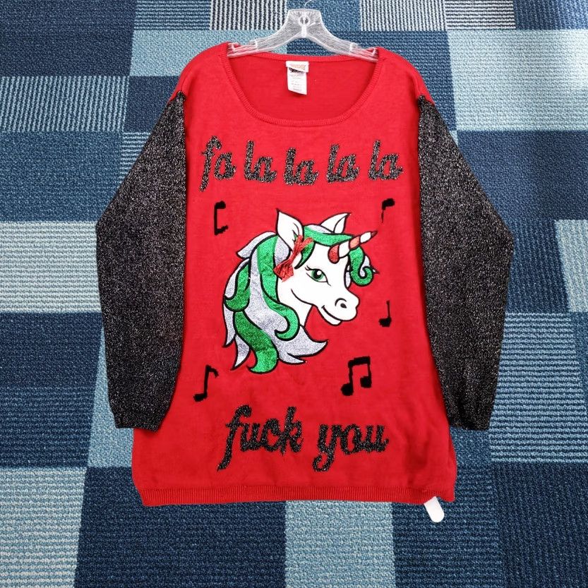 Vintage Spencers Sweater Womens XL Red Unicorn Light Up Ugly Christmas Tunic Pullover Size XL / US 12-14 / IT 48-50 - 1 Thumbnail