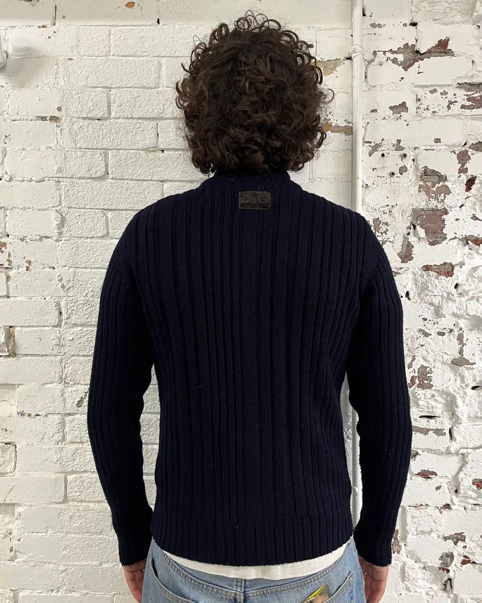 Dolce & Gabbana 2000s Dolce & Gabbana Navy Minimalist Zip-Up Sweater Size US M / EU 48-50 / 2 - 3 Thumbnail