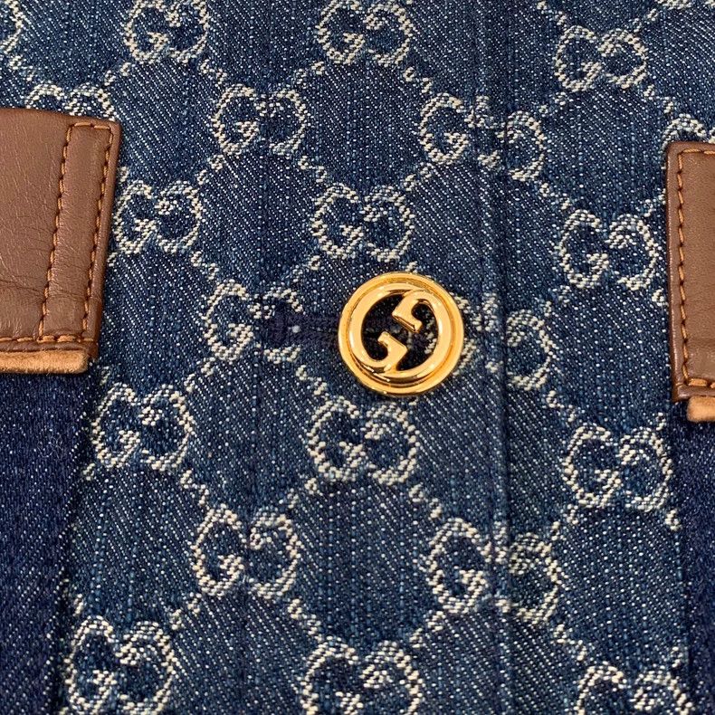 Gucci Gucci Size 36 Dark blue logo jaccard full print cotton lape Size US XS / EU 42 / 0 - 5 Thumbnail