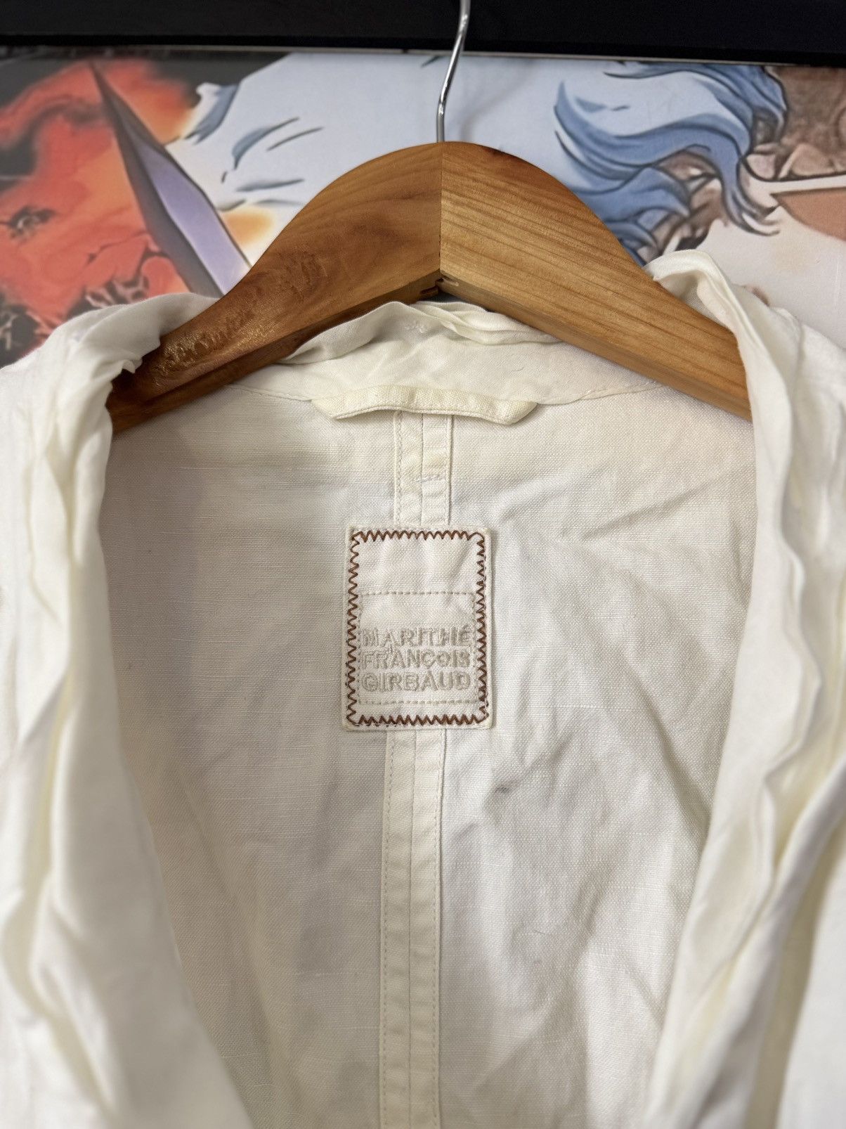 Marithe + Francois Girbaud Vintage Marithe Francois Girbaud White Linen Blazer Jacket Size M / US 6-8 / IT 42-44 - 2 Thumbnail