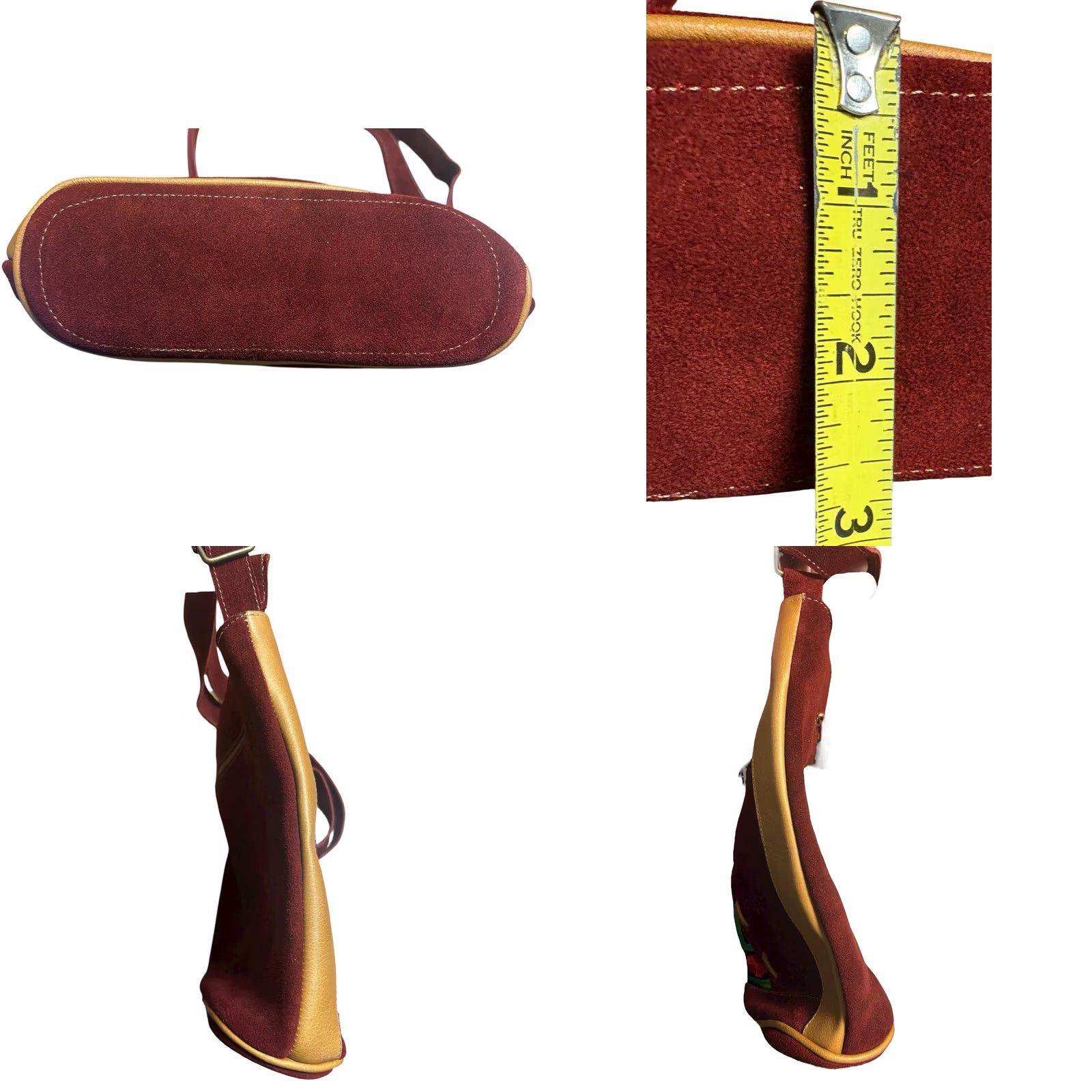 4SDESIGNS Terra Natural Designs Suede Leather Crossbody Purse Handbag Floral Bohemian Crossbody Bag Womens Small Natural Multicolor Strap 20in 10in 9in Wide Size ONE SIZE - 8 Thumbnail