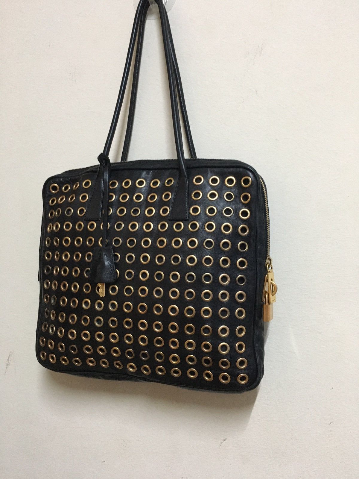 Prada Rare Prada with stud punk style leather bag Size ONE SIZE - 8 Thumbnail