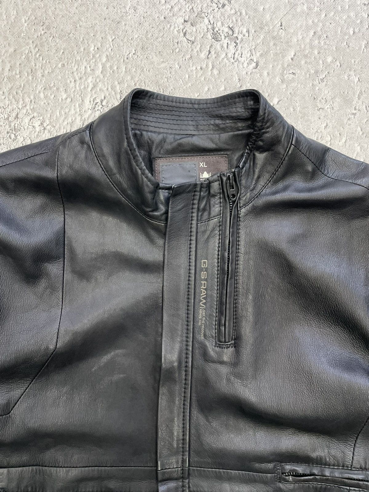 G star raw zipper 14th addiction leather opium jacket y2k