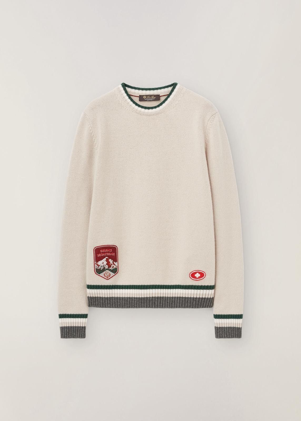 o1loc1c0224 Crewneck Sweater in White Green