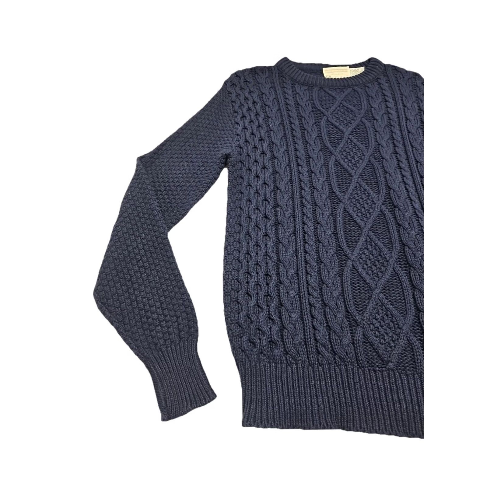 Vintage VINTAGE Lord Jeff Sweater Shirt M Mens Cable Knit Navy Blue Cotton USA Size US M / EU 48-50 / 2 - 2 Thumbnail