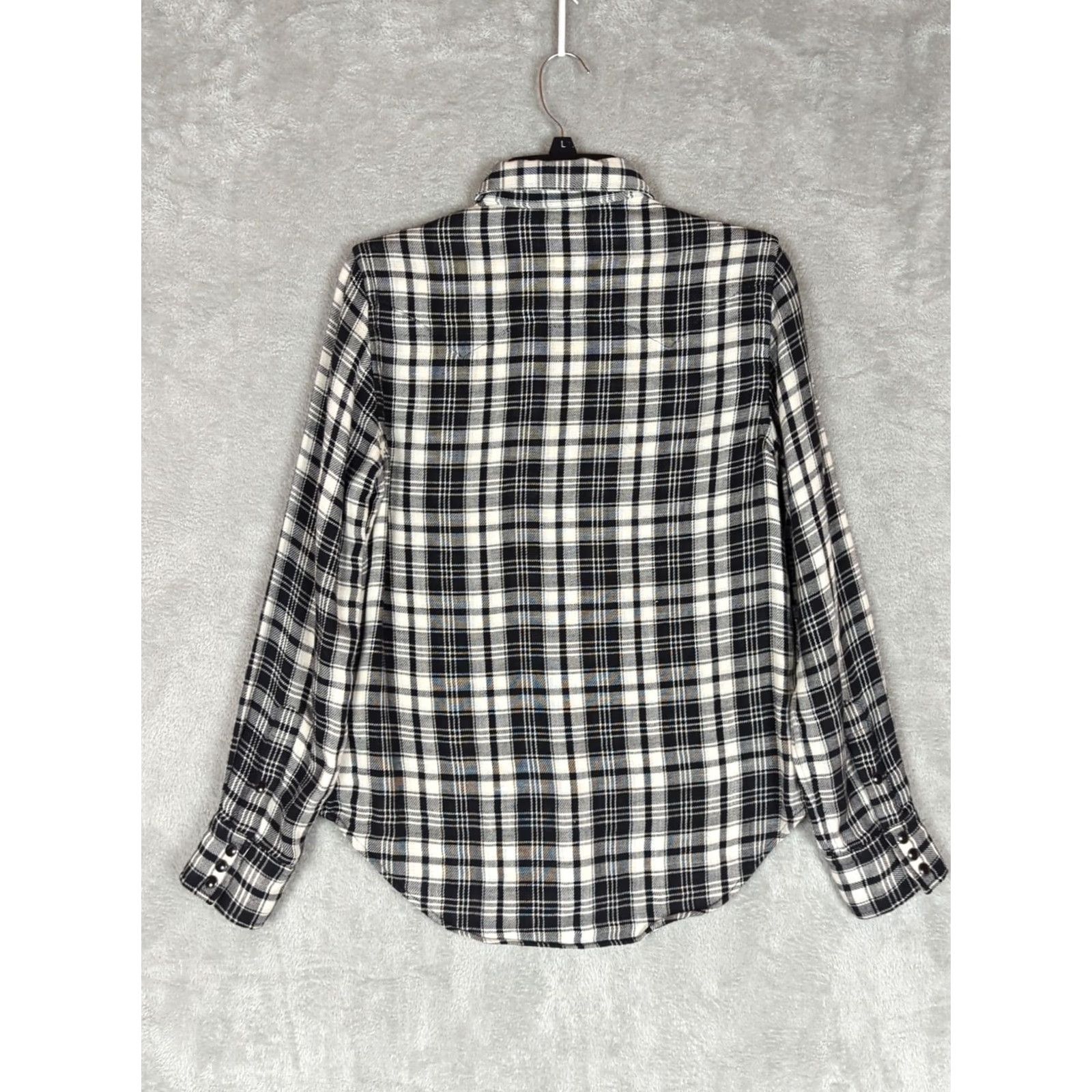 Polo Ralph Lauren POLO RALPH LAUREN Women Button-Up Shirt Black Ivory Plaid Long Sleeve Snap Western 10 Size L / US 10 / IT 46 - 2 Thumbnail