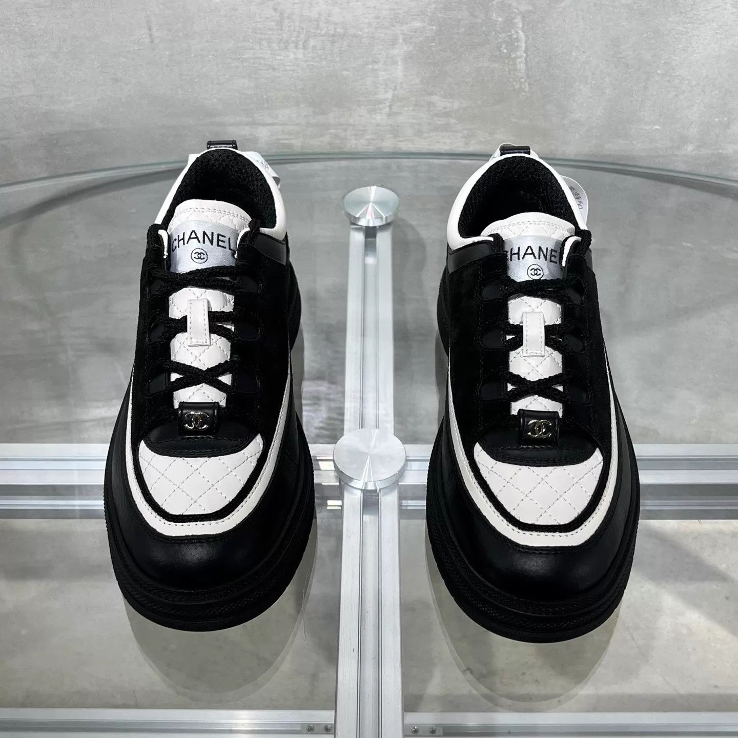 Chanel Chanel Black and White Panda Platform Sneakers Women's 37 Size US 6.5 / IT 36.5 - 1 Thumbnail