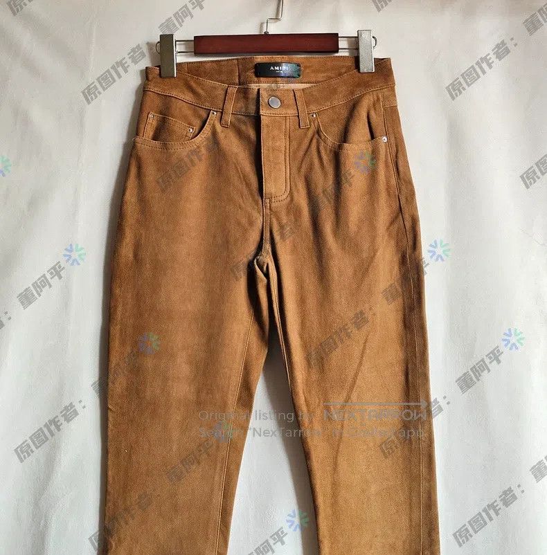 Amiri Amiri Pocket Velvet Leather Pants Size 39" - 2 Thumbnail