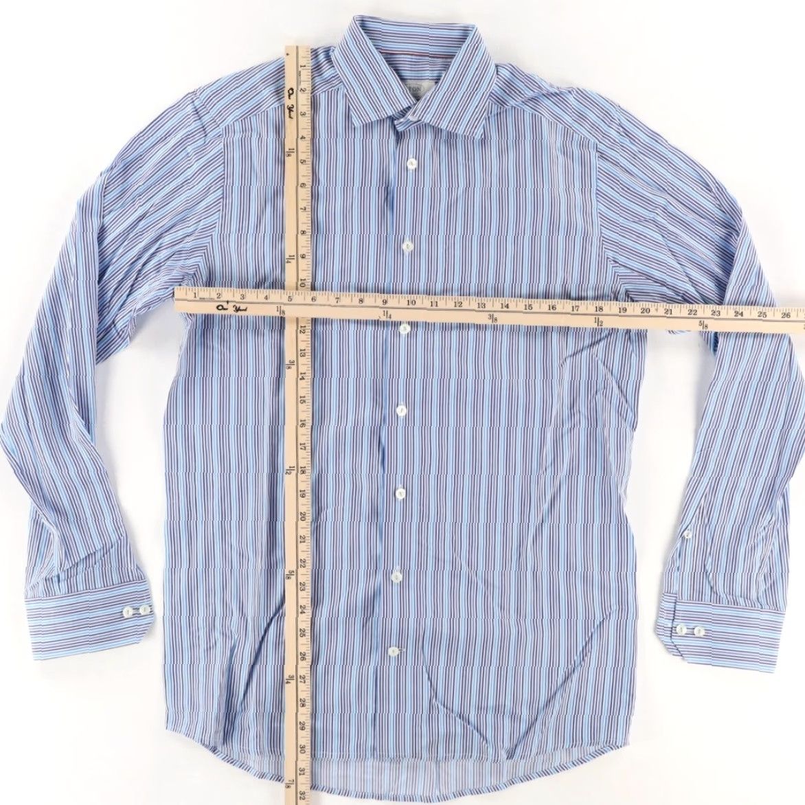 Eton VINTAGE Eton Contemporary Poplin Cotton Striped Long Sleeve Button Up Shirt Blue Mens 39 Size US L / EU 52-54 / 3 - 3 Thumbnail