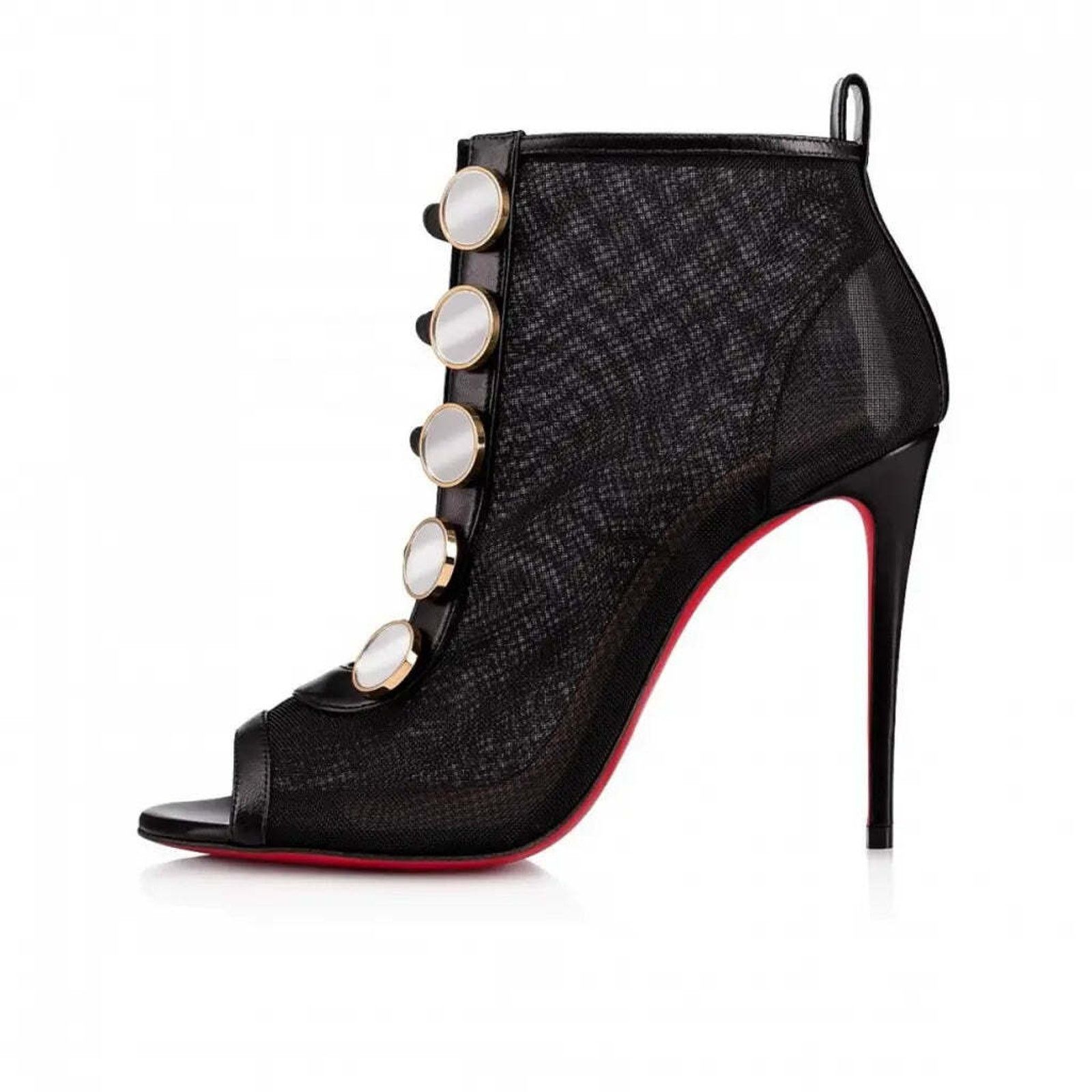 Christian Louboutin Christian Louboutin Marikate 100 Black Mesh Peep Toe Ankle Size US 7 / IT 37 - 5 Thumbnail