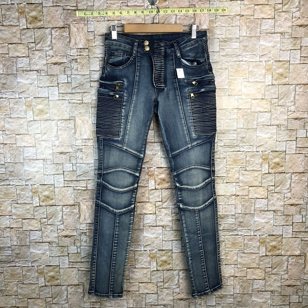 Japanese Brand Japan faded Blue Slim Fit bikers denim Jeans #A741 Size 26" / US 2 / IT 38 - 1 Thumbnail