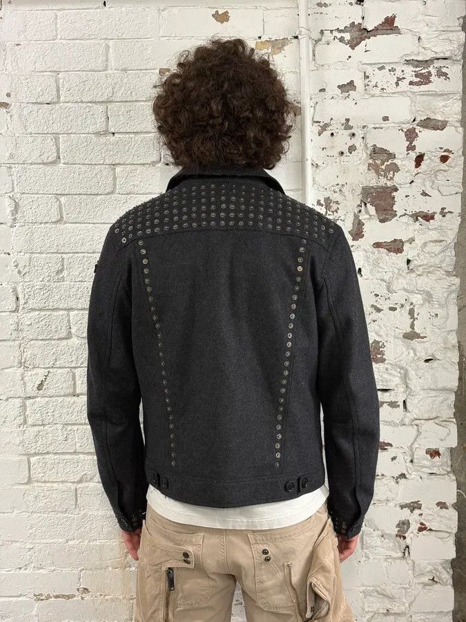 Moschino 2000s Moschino Grey Wool Studded Jacket Size US M / EU 48-50 / 2 - 3 Thumbnail