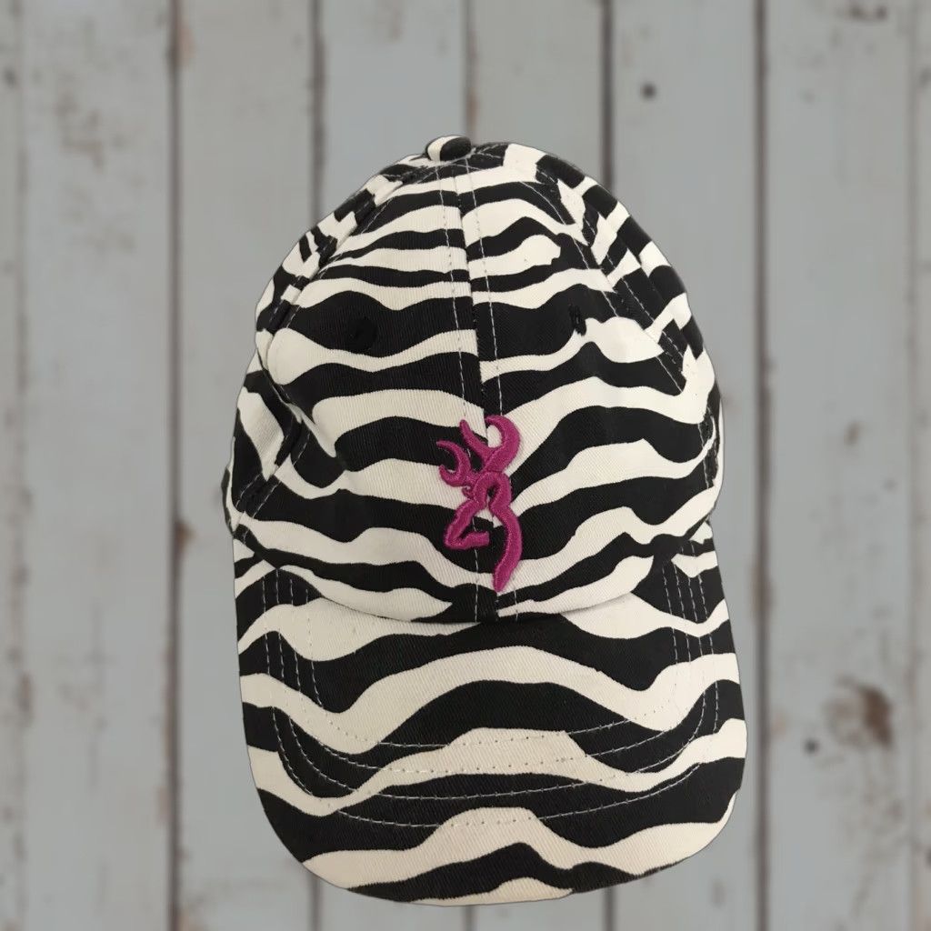 Vintage Browning For Her Zebra Print Baseball Cap - One Size - Dark Pink Logo - Women's Activewear Size ONE SIZE - 1 Thumbnail