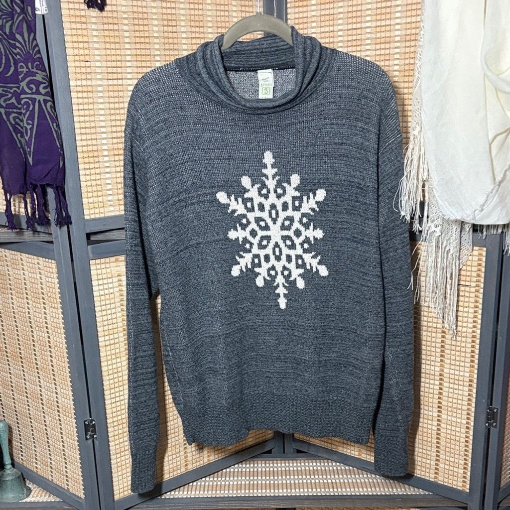 Other Green 3 Gray Snowflake Knit Sweater Size XL / US 12-14 / IT 48-50 - 1 Thumbnail