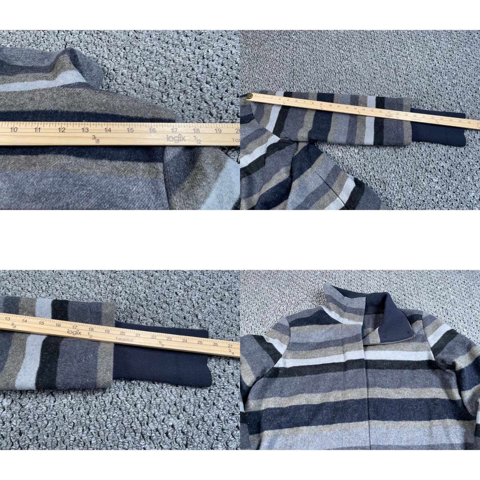 Prana prAna Jacket Women Large Gray Olive Green Striped Zip Front Insulated Wool-Blend Pockets Size L / US 10 / IT 46 - 8 Thumbnail