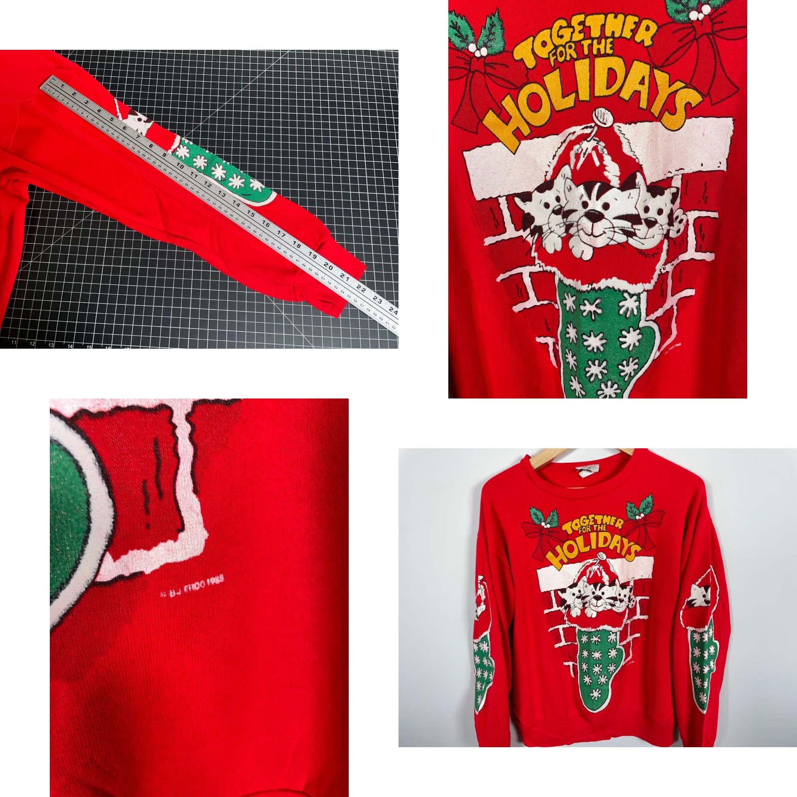 Vintage VINTAGE BJ Frog 80s Christmas Kittens Sweatshirt Women's Large Red Holiday Cat Print Pullover Size L / US 10 / IT 46 - 8 Thumbnail