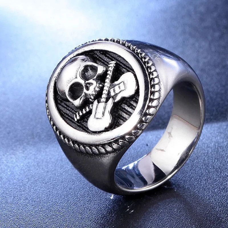Vintage Cool Guitar Skull Ring Size ONE SIZE - 4 Thumbnail