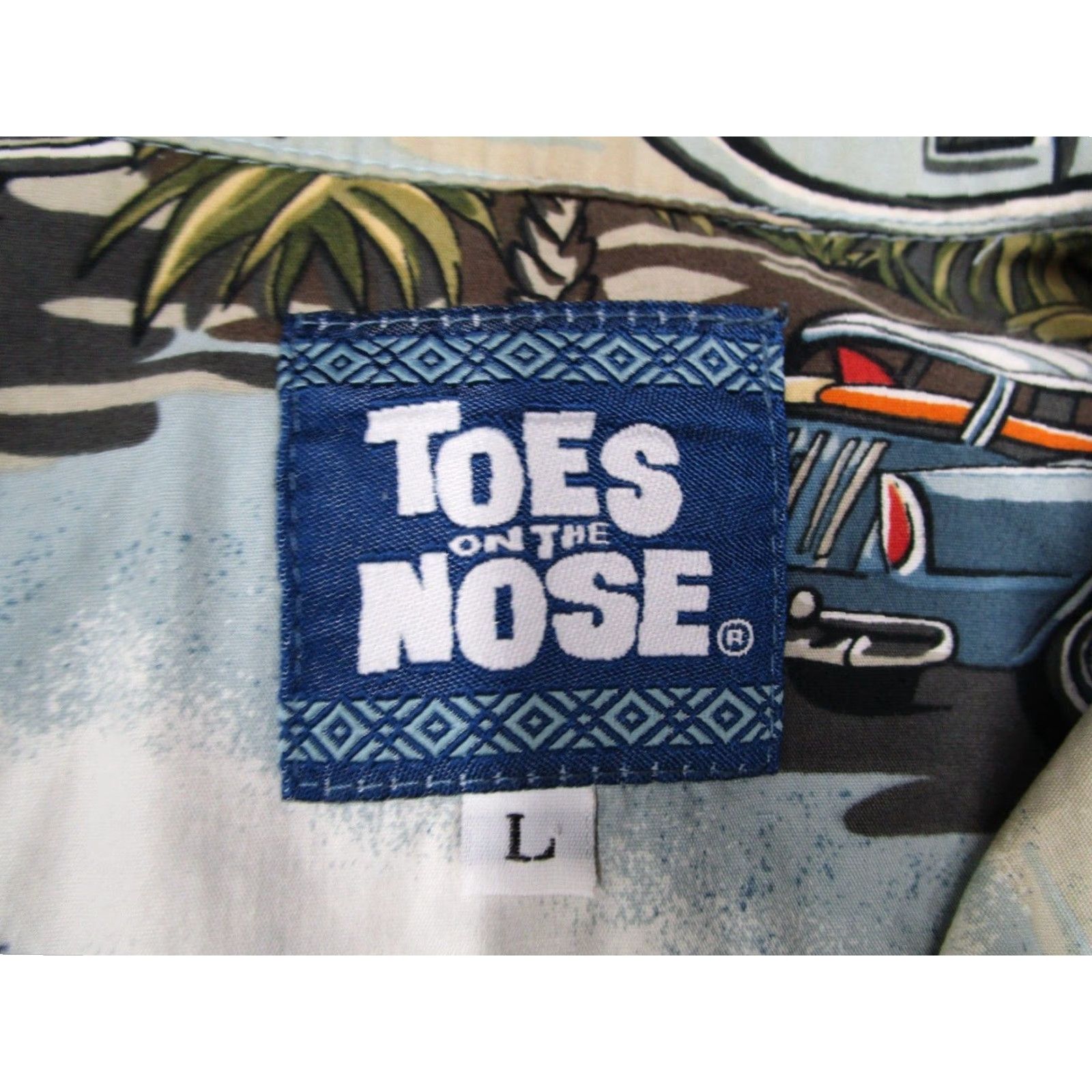 Vintage VINTAGE Toes on The Nose Shirt Button Up AOP Cars Hawaiian Tiki Large Blue Mens Size US L / EU 52-54 / 3 - 3 Thumbnail