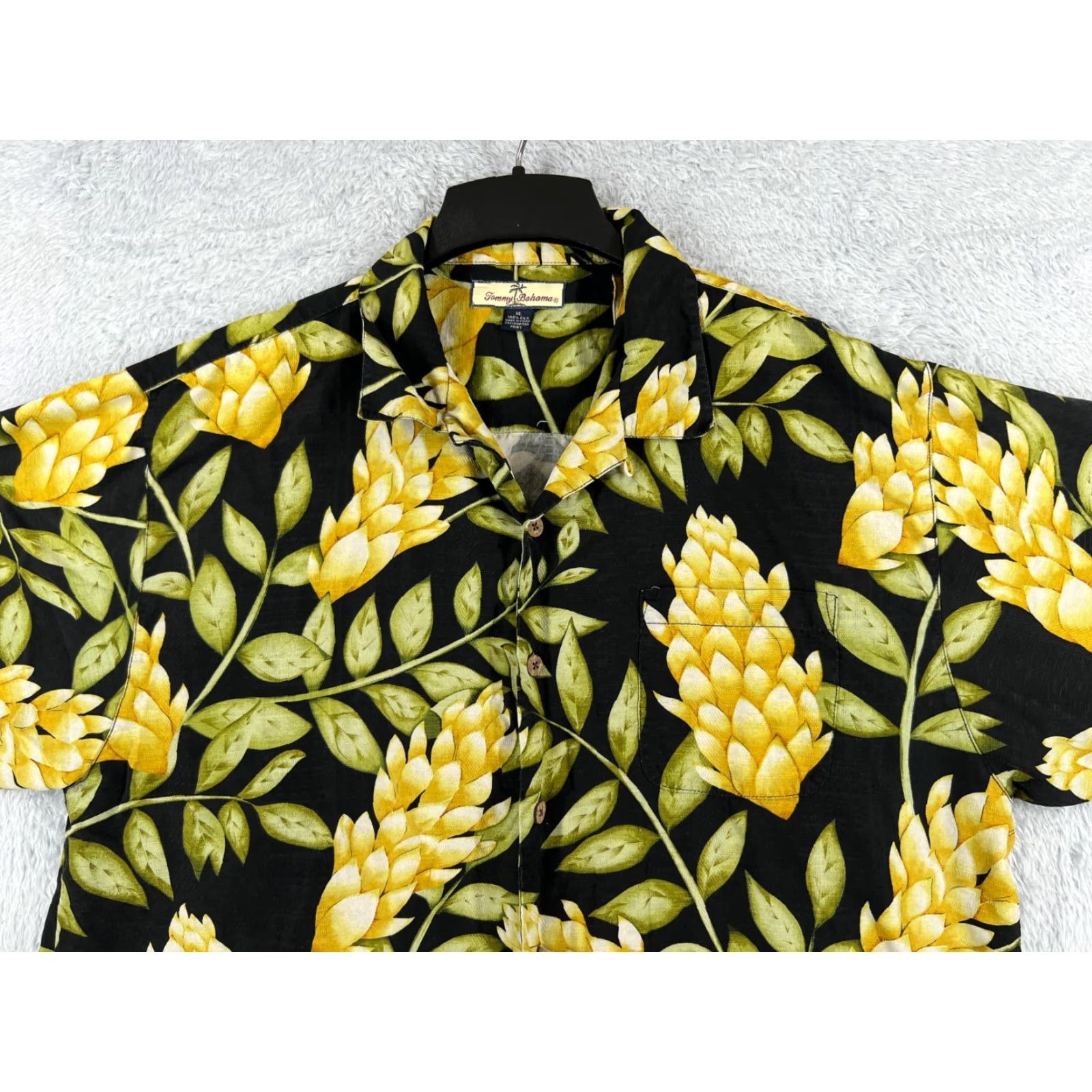 Tommy Bahama VINTAGE Tommy Bahama Shirt Men XL Black Floral 100% Silk Button-Up Short Sleeve Relaxed Fit Size US XL / EU 56 / 4 - 3 Thumbnail