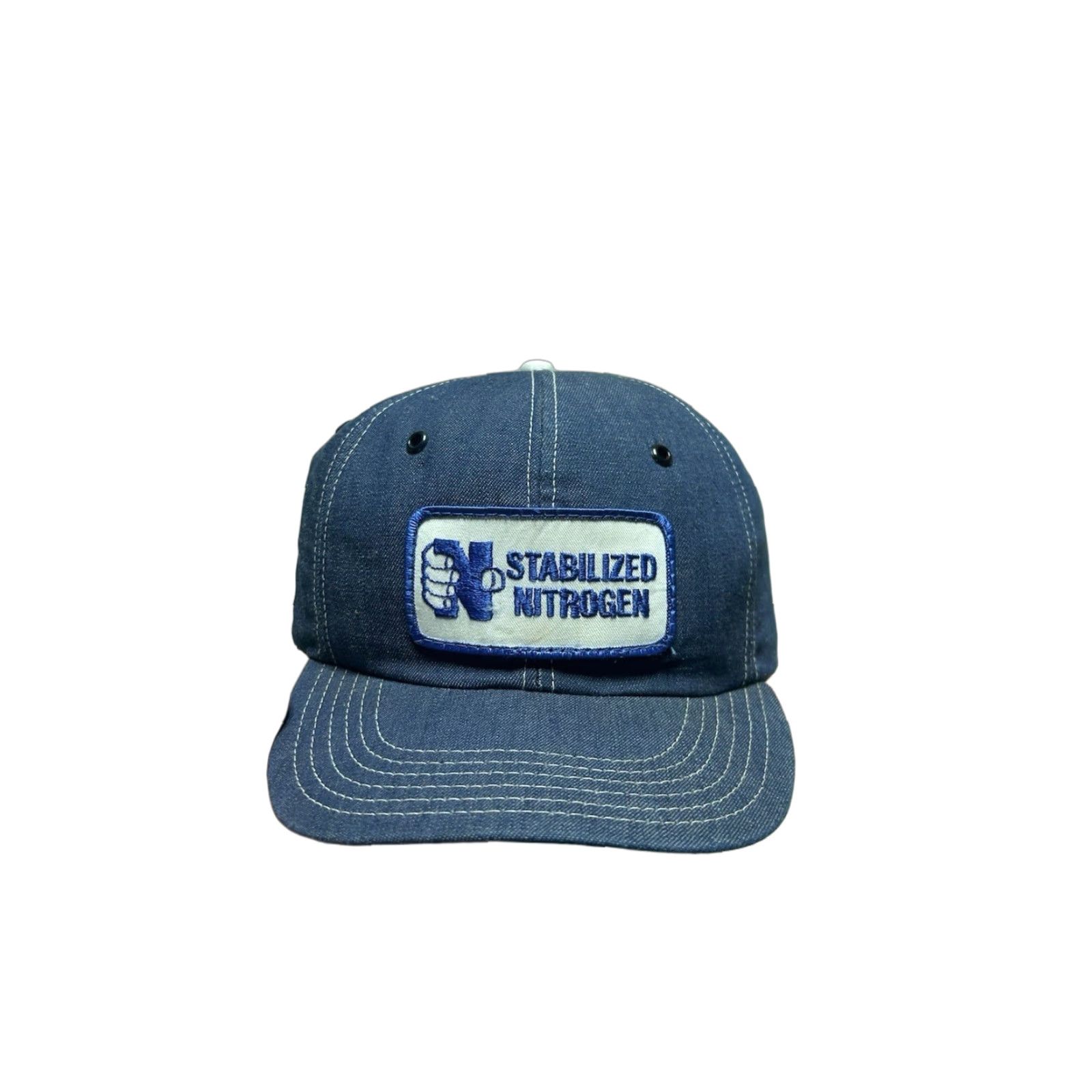 Vintage VINTAGE 80s Snapback Hat Denim Cap USA Patch Made in USA Unbranded Adjustable Men Blue Denim Snapback Hat Mens US Theme 80s Size ONE SIZE - 1 Thumbnail