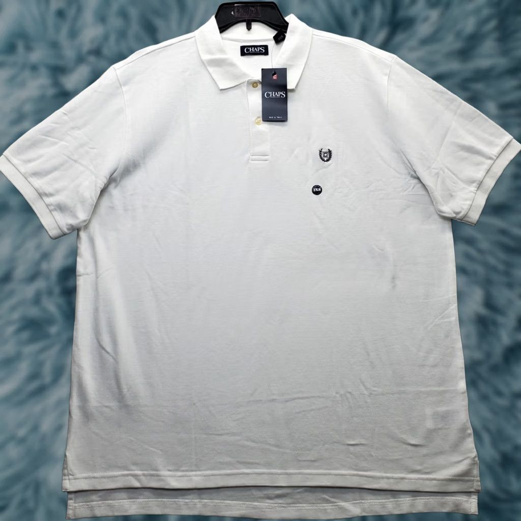 Chaps Chaps Polo Shirt Mens 2XB White Performance Short Sleeve High Low Slit Popover Size US XXL / EU 58 / 5 - 1 Thumbnail