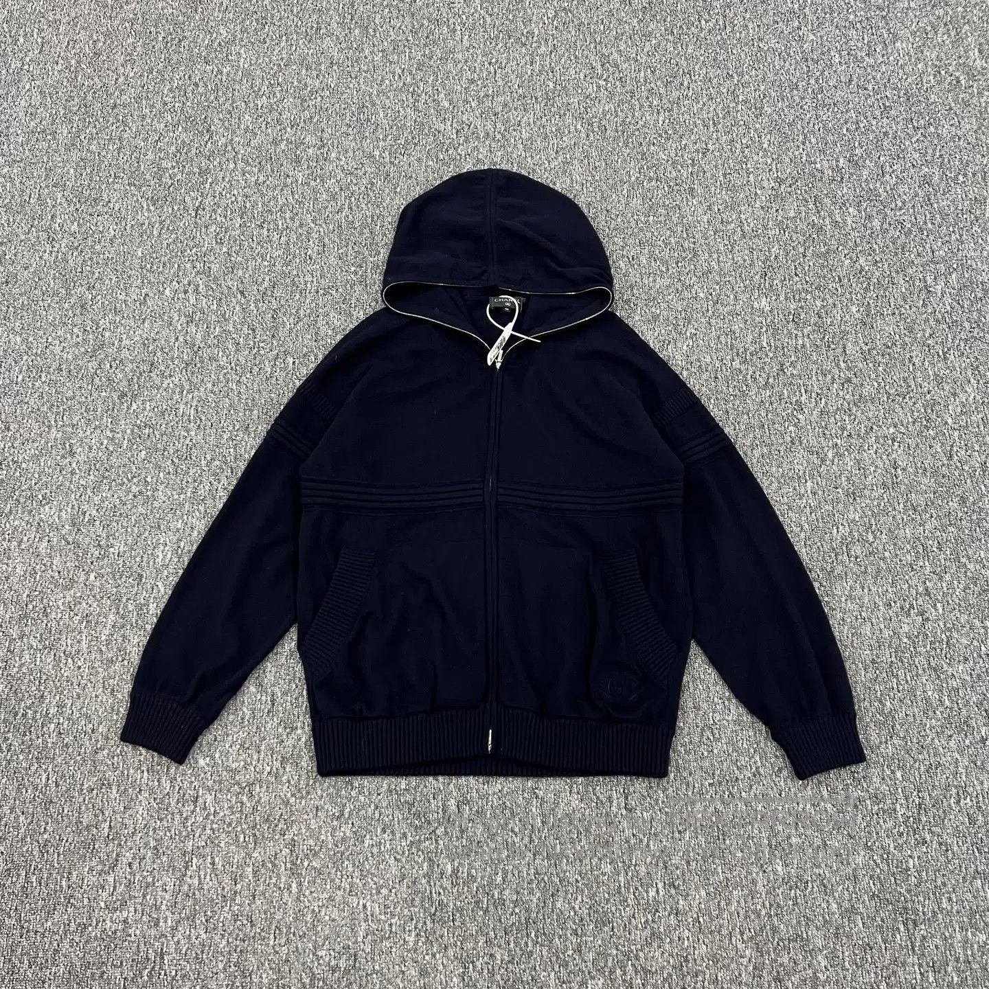 Chanel Chanel size 44 Bluish-black knitted zipper jacket| Size XL / US 12-14 / IT 48-50 - 1 Thumbnail