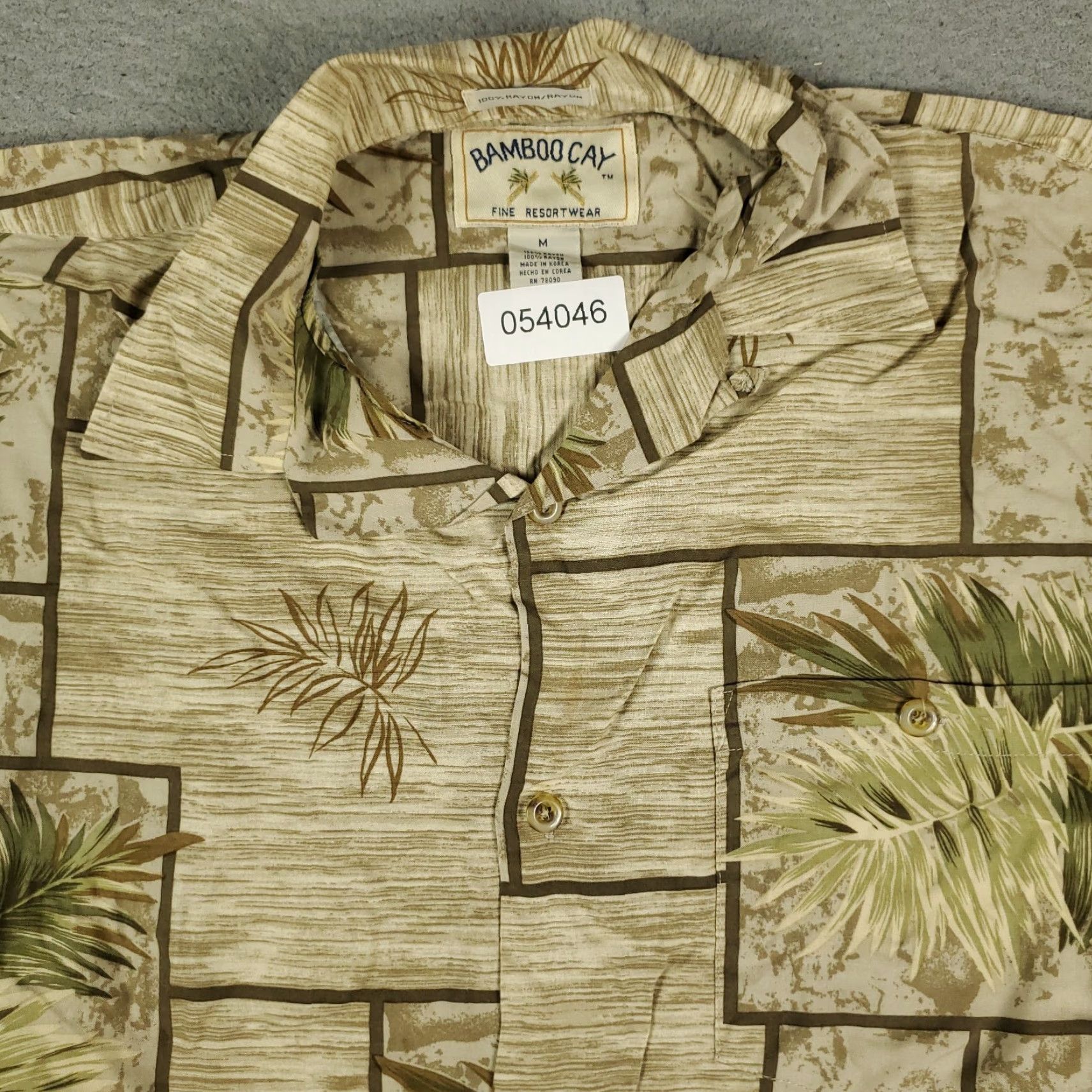 Vintage Bamboo Cay Shirt Mens M Beige Modal Button-Up Short Sleeve Hawaiian Aloha Classic Logo Pockets Men Size US M / EU 48-50 / 2 - 2 Thumbnail