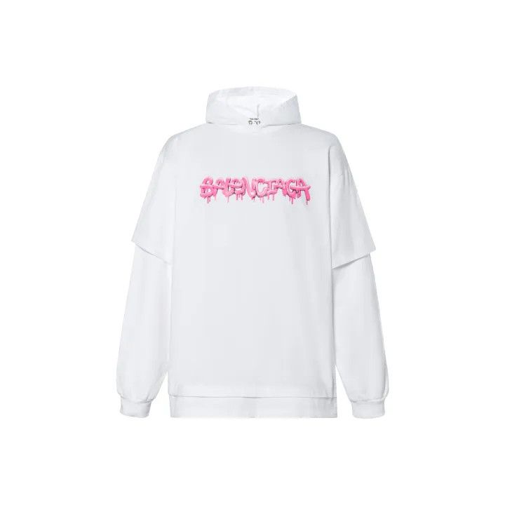Balenciaga Balenciaga White Oversized Hoodie with Print Size US M / EU 48-50 / 2 - 1 Thumbnail