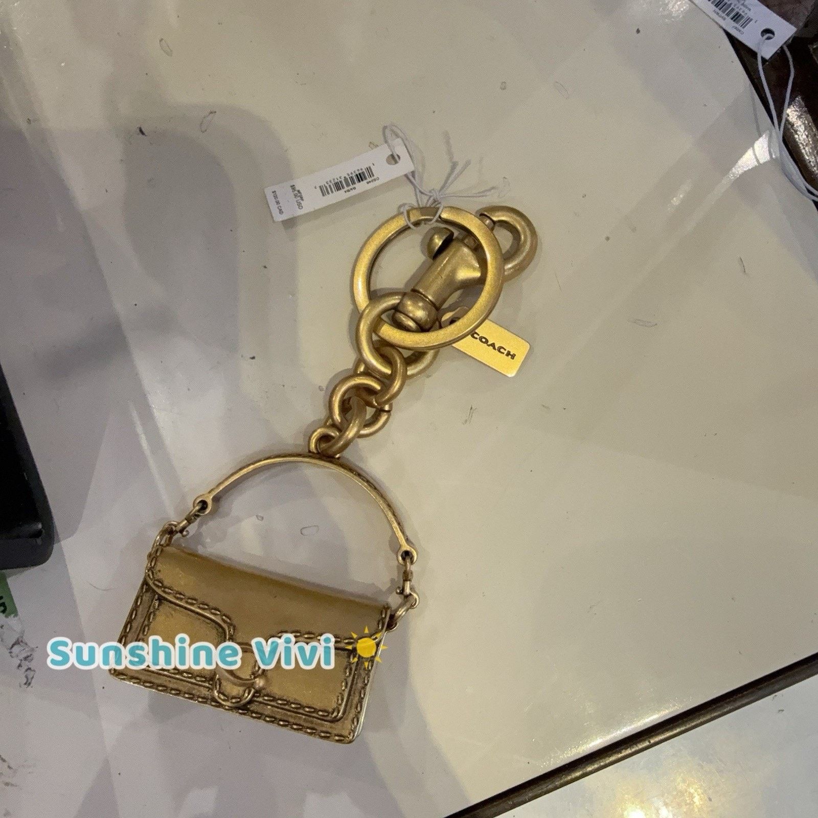 Coach NWT Coach 3D Tabby Bag Charm Brass Keychain Key CS246 Brass Size ONE SIZE - 2 Thumbnail
