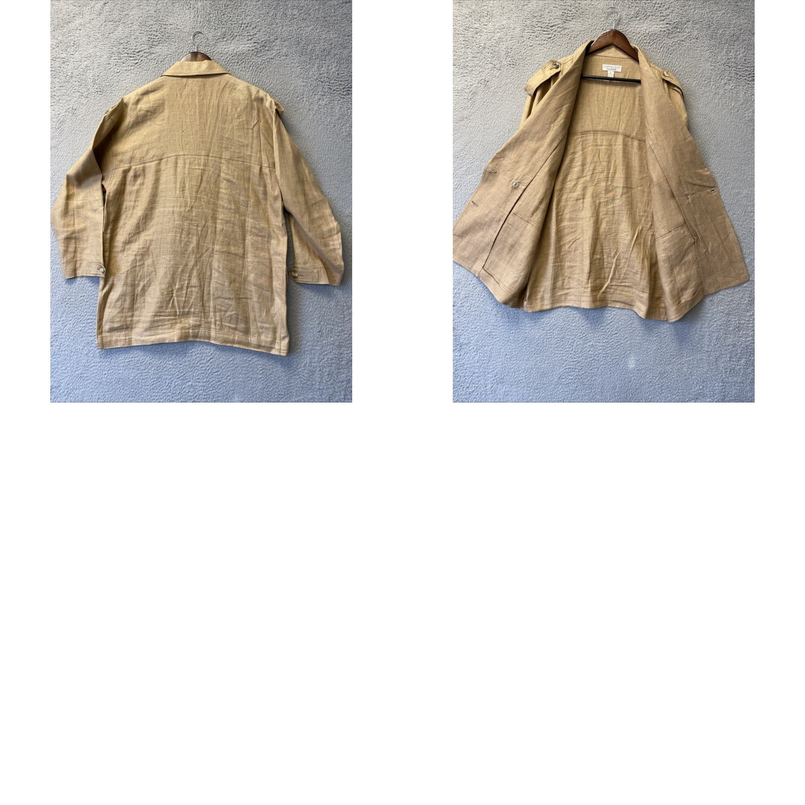 Vintage VINTAGE Cambridge Dry Goods Oversized Linen Blazer Jacket Coat Women Size 8 Gold All Seasons 80s 70s Parisian Flair Size M / US 6-8 / IT 42-44 - 8 Thumbnail