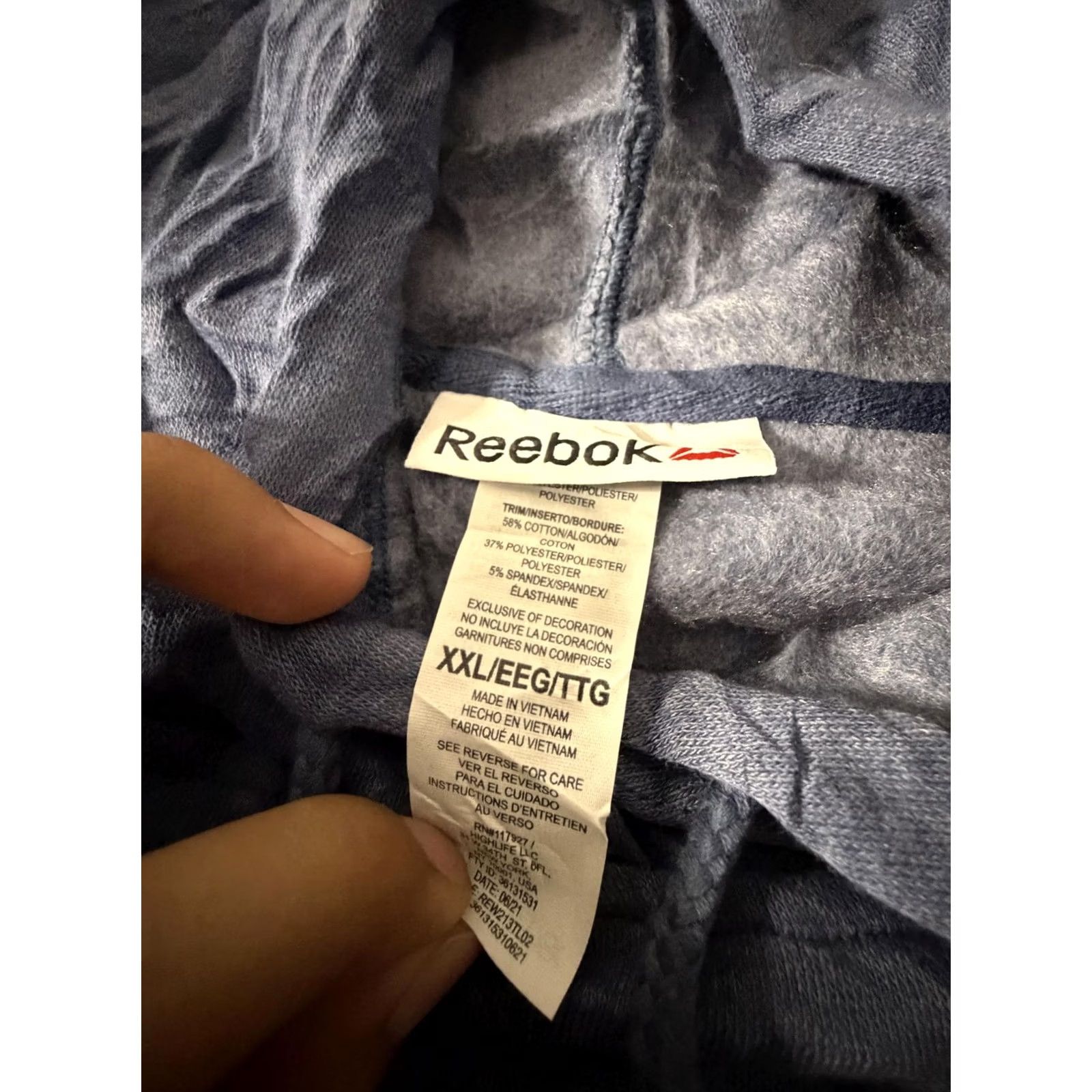 Reebok Reebok Hoodie Mens 2XL Blue Fleece Pullover Logo Kangaroo Sweatshirt Athletic Size US XXL / EU 58 / 5 - 4 Thumbnail