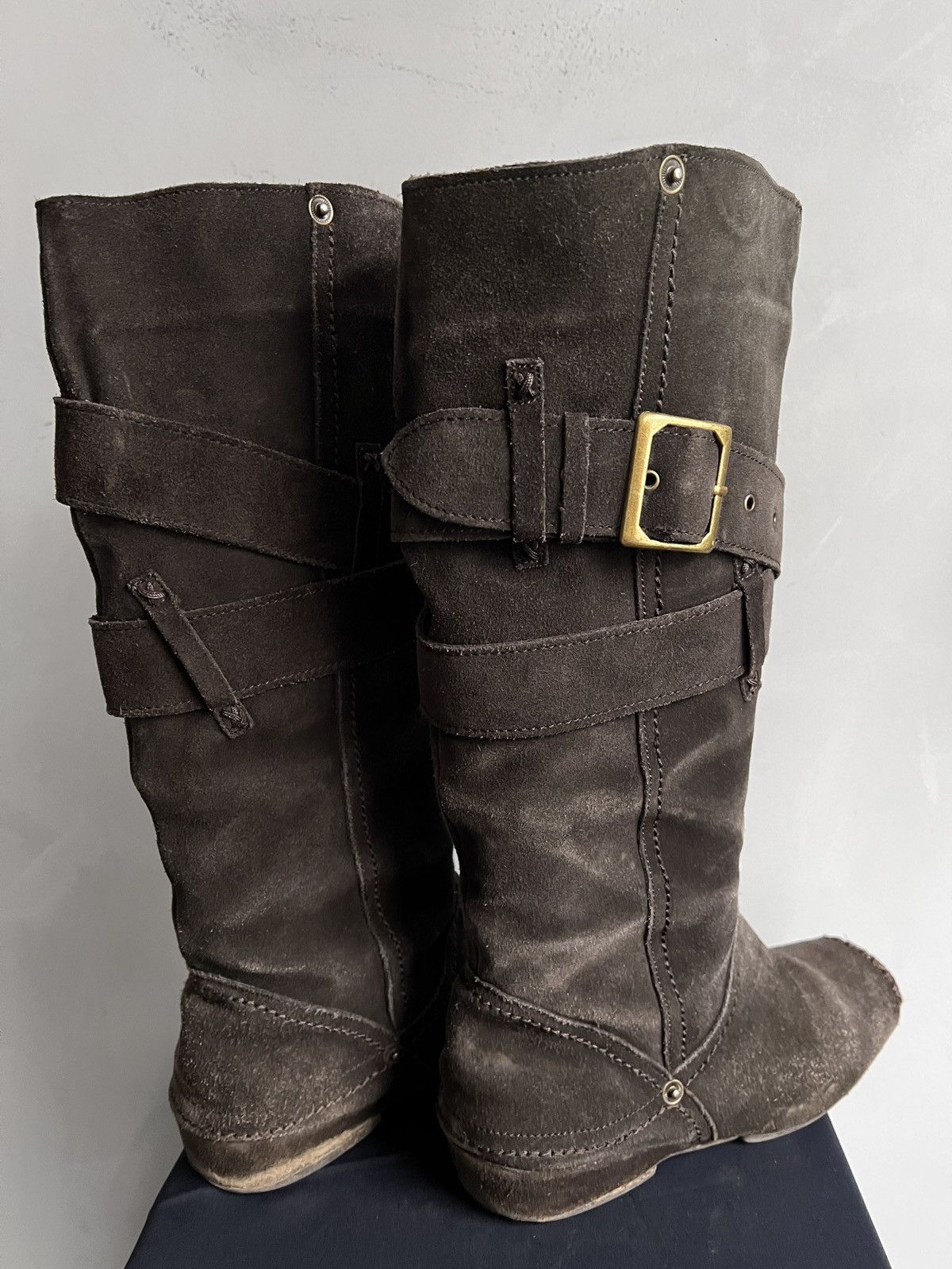 Hedi Slimane Leather suede ankle belted Maison Margiela style boots y2k Size US 7.5 / EU 40-41 - 7 Thumbnail