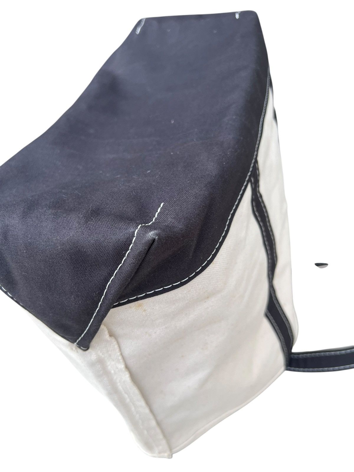 L.L. Bean 80s L.L. Bean Cotton Canvas White Black Big Tote Bag Size ONE SIZE - 14 Thumbnail